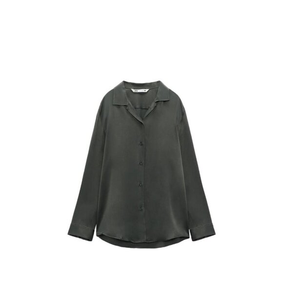 ZARA SATIN BLOUSE KHAKI SIZE XL | 2675/934 - Picture 1 of 4